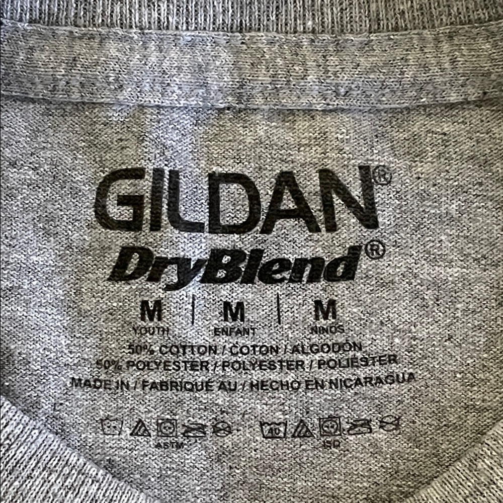 Gildan Grey Kids Graphic Tee with 'More of Him Less of Me' Print SZ M - Picture 2 of 4